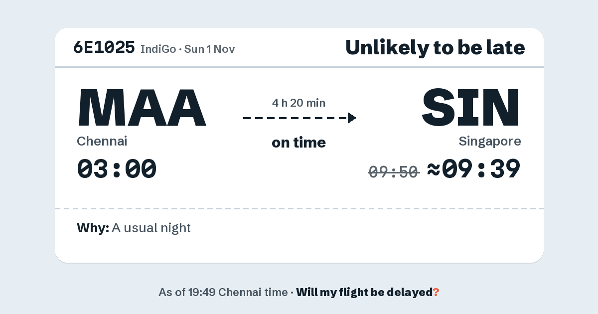 Link preview: 6E1025 lands about 09:39