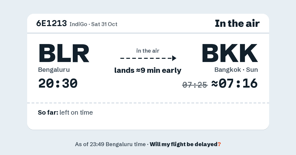 Link preview: 6E1213 lands about 07:16