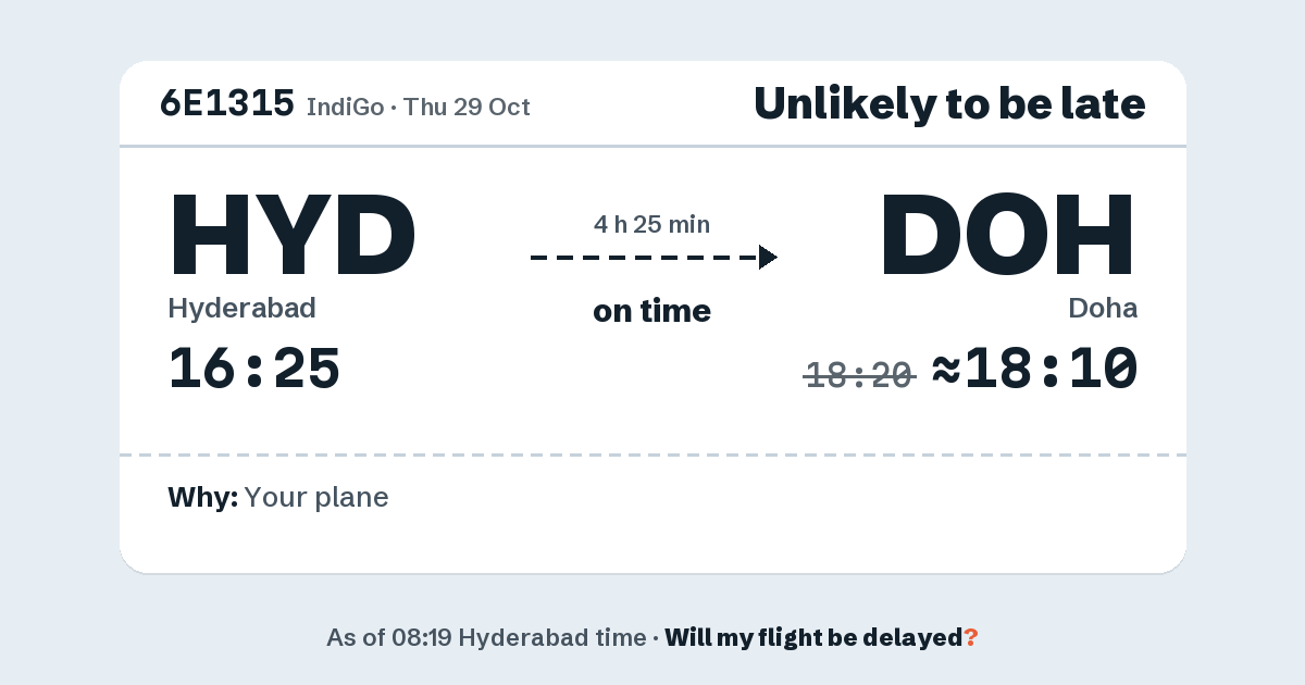 Link preview: 6E1315 lands about 18:10