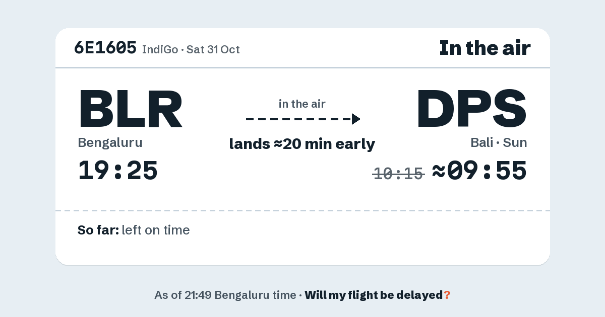 Link preview: 6E1605 lands about 09:55