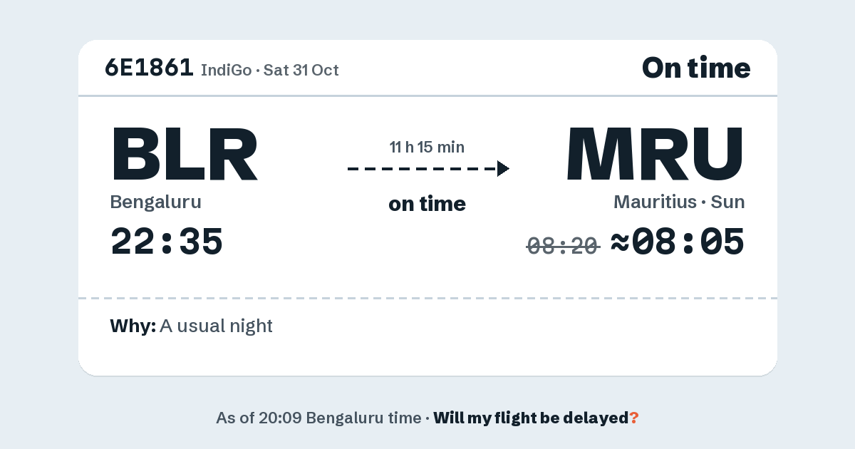 Link preview: 6E1861 lands about 08:05