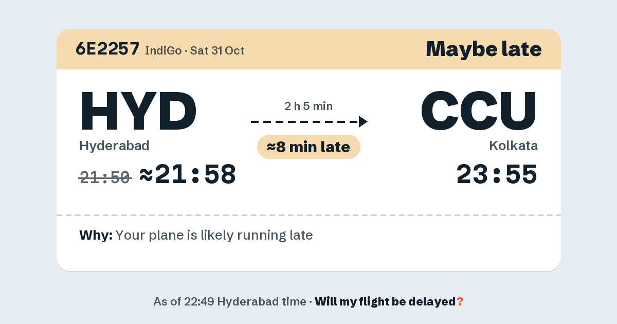 Link preview: 6E2257 lands about 23:57
