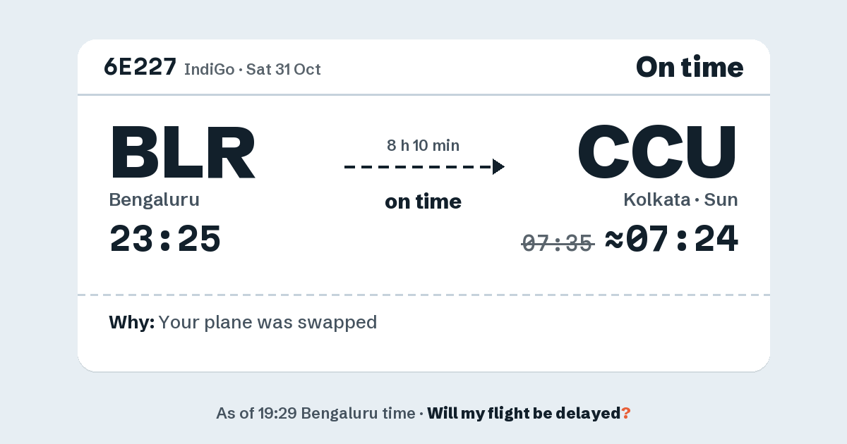 Link preview: 6E227 lands about 07:24