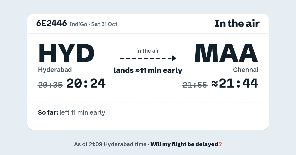 Link preview: 6E2446 lands about 21:44