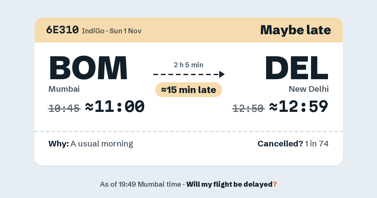 Link preview: 6E310 lands about 12:59