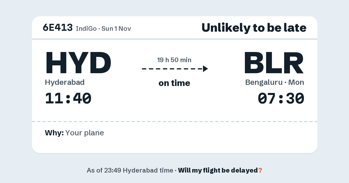 Link preview: 6E413 lands about 07:31