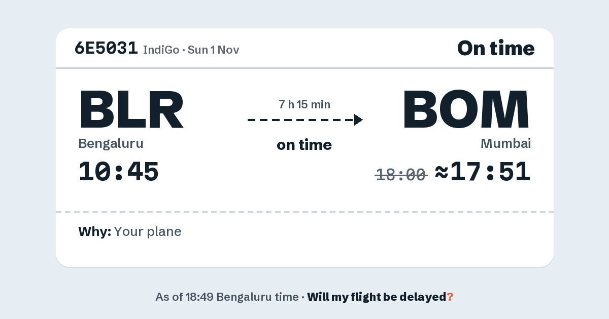 Link preview: 6E5031 lands about 17:51