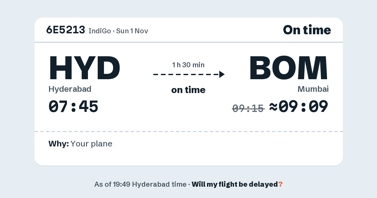 Link preview: 6E5213 lands about 09:09
