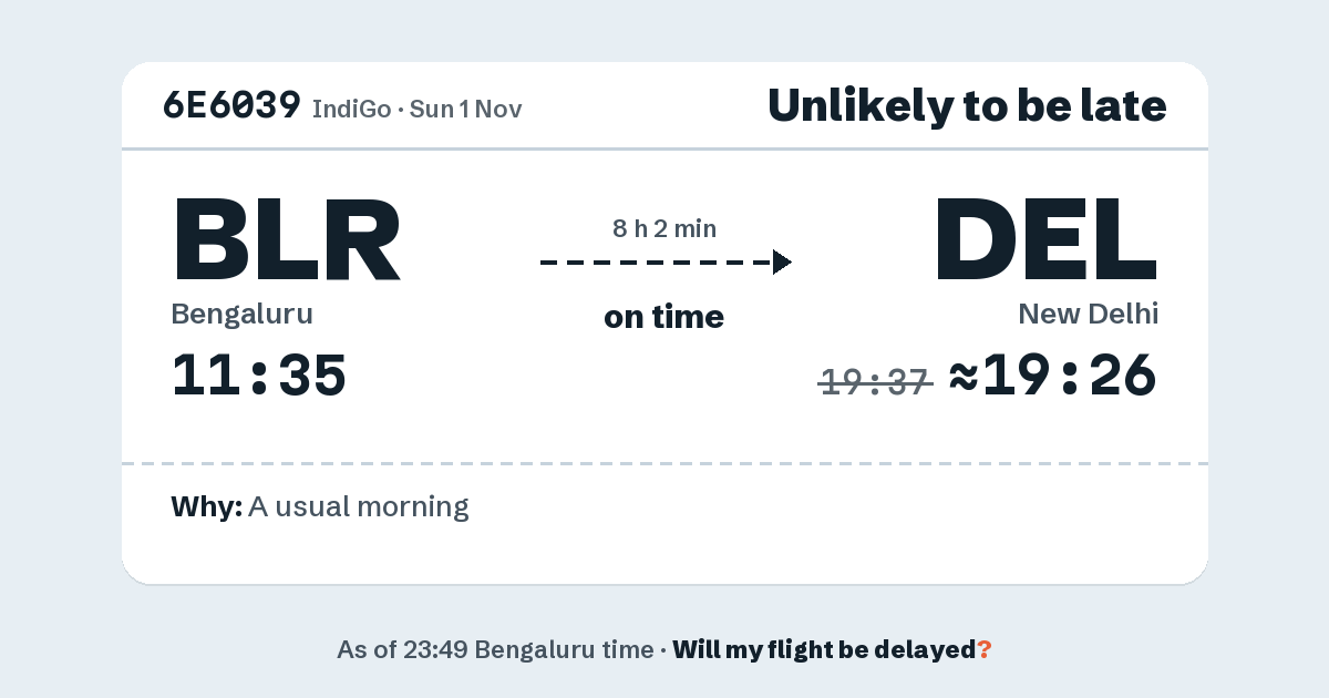 Link preview: 6E6039 lands about 19:26