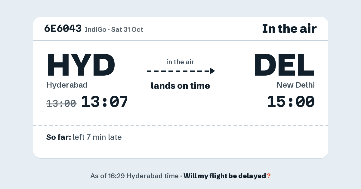 Link preview: 6E6043 lands about 15:03