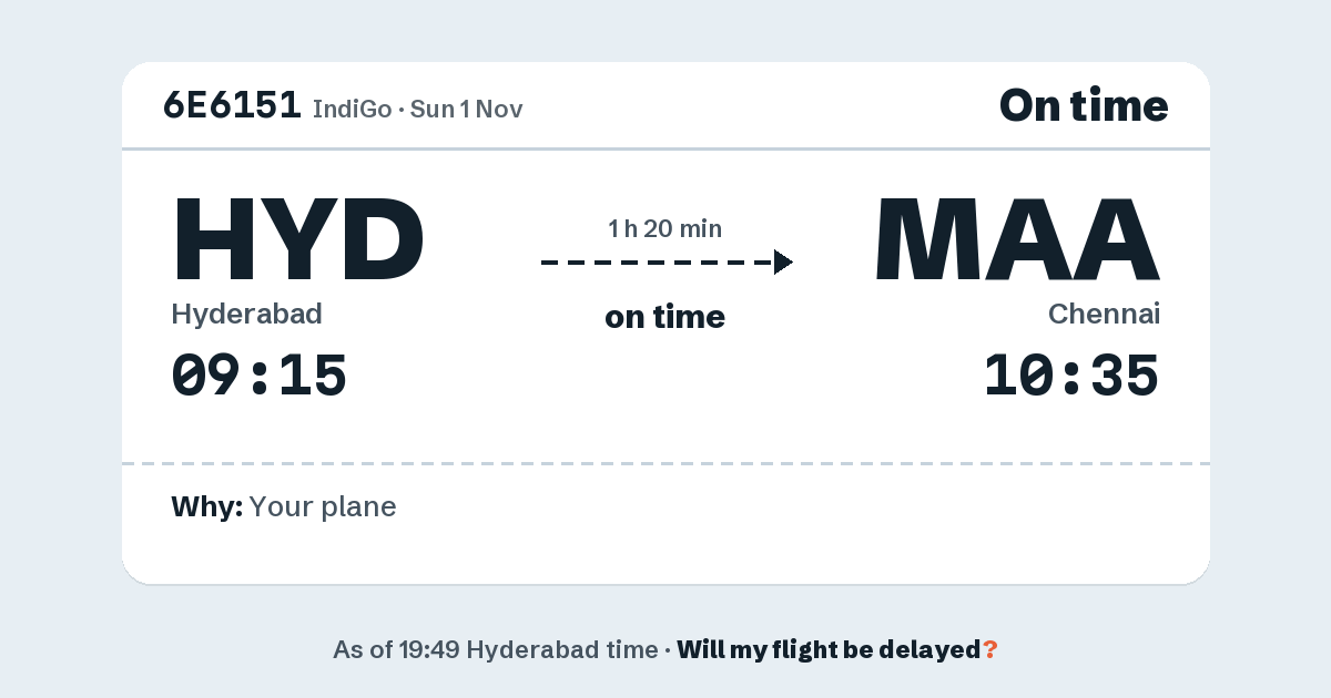 Link preview: 6E6151 lands about 10:34