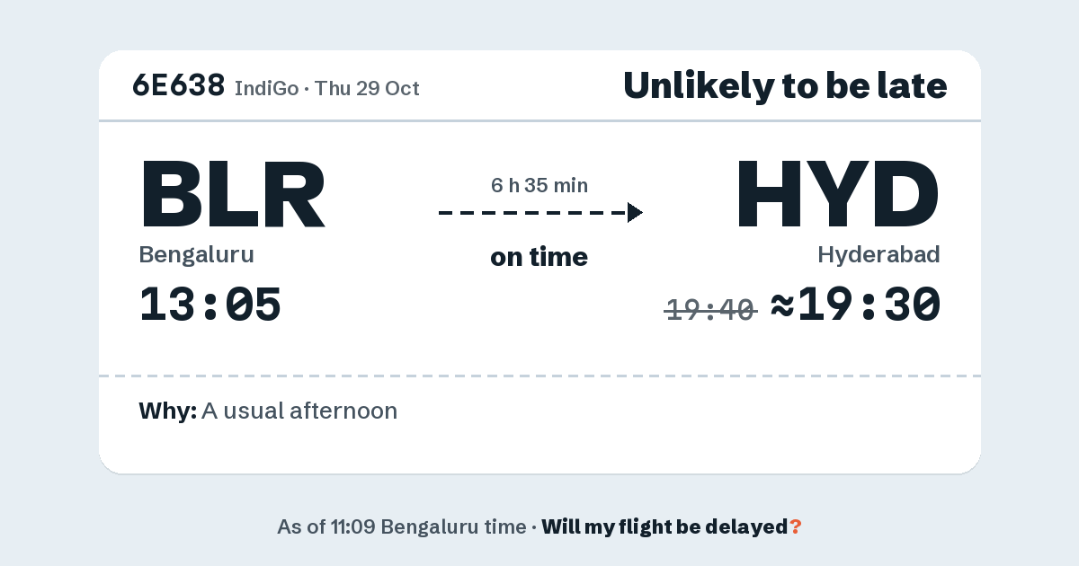 Link preview: 6E638 lands about 19:30