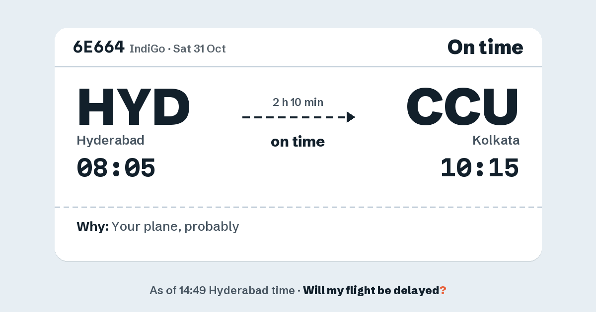 Link preview: 6E664 lands about 10:13