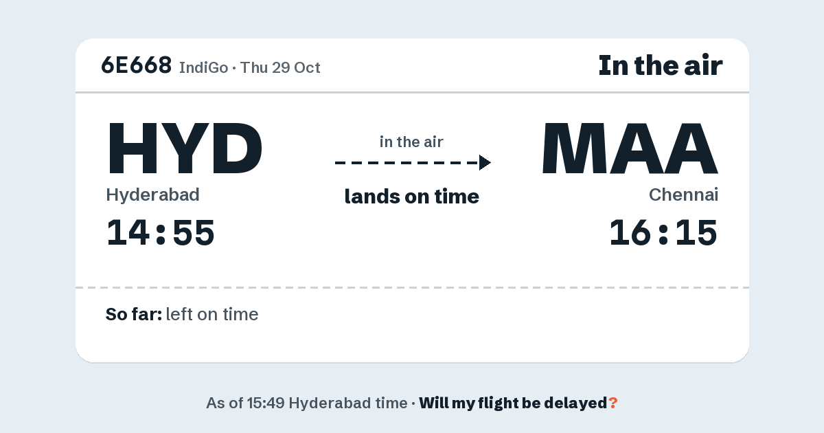 Link preview: 6E668 lands about 16:15