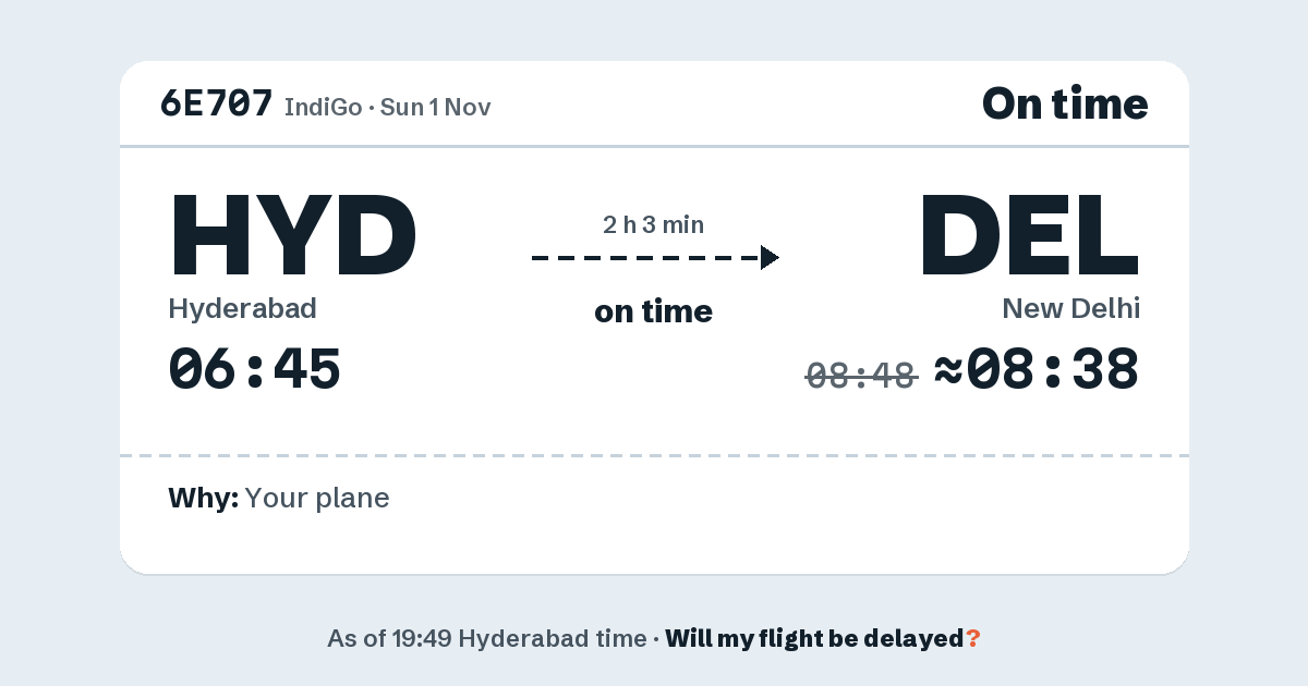 Link preview: 6E707 lands about 08:38
