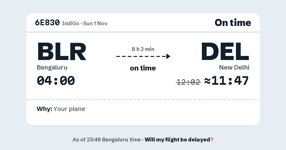Link preview: 6E830 lands about 11:47