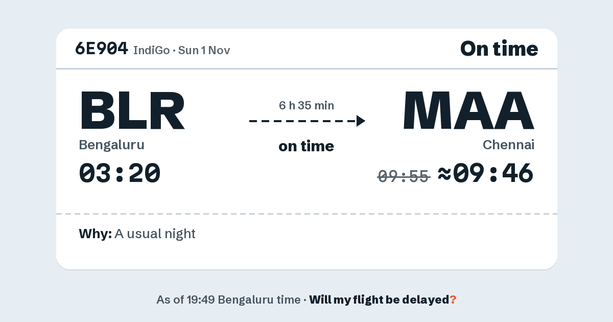 Link preview: 6E904 lands about 09:46