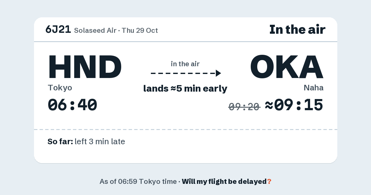 Link preview: 6J21 lands about 09:15