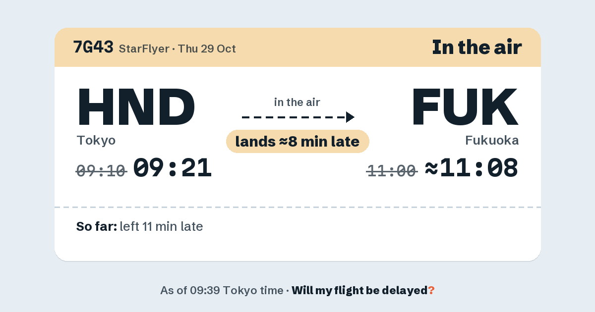 Link preview: 7G43 lands about 11:08