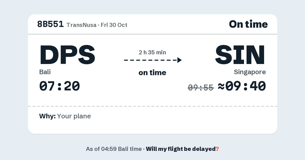 Link preview: 8B551 lands about 09:40