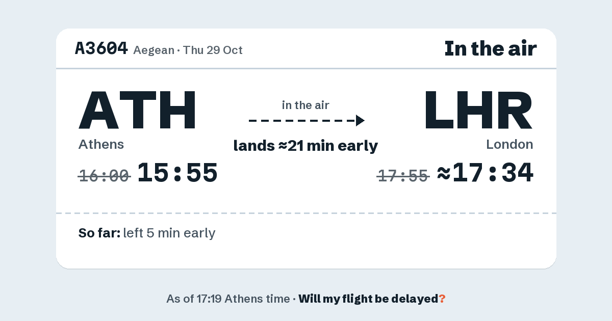 Link preview: A3604 lands about 17:34