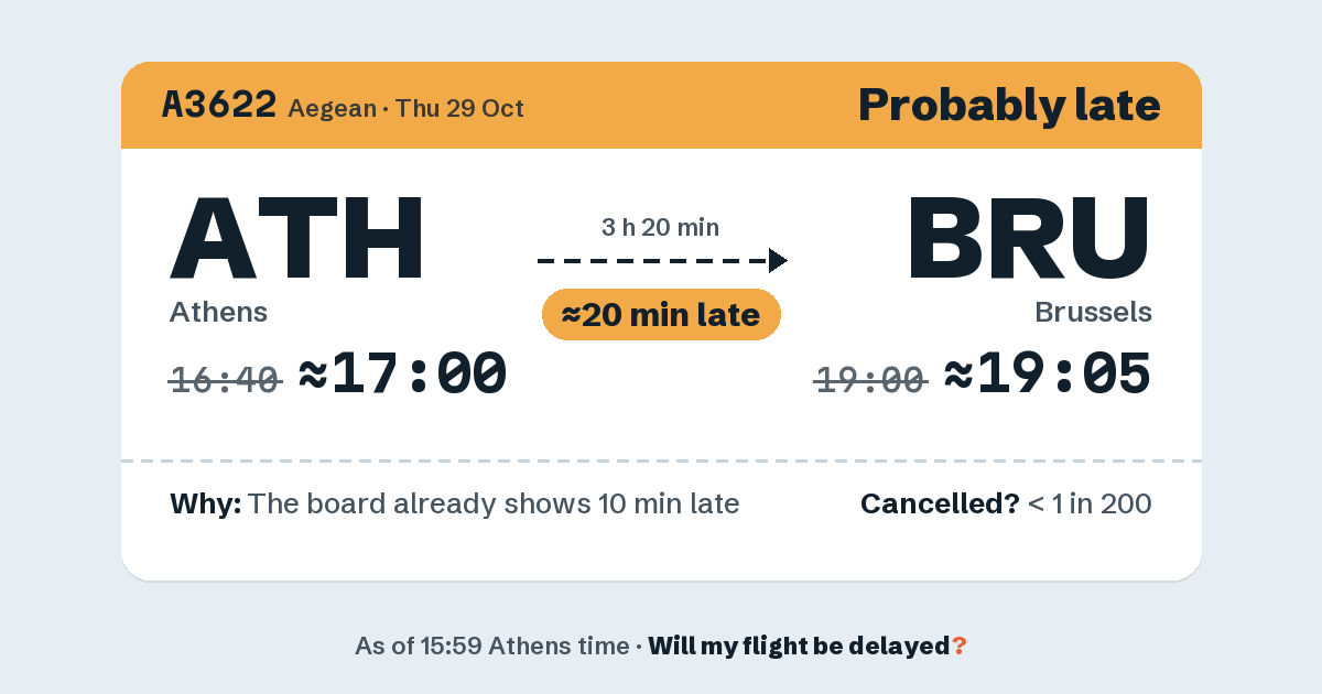 Link preview: A3622 lands about 19:05