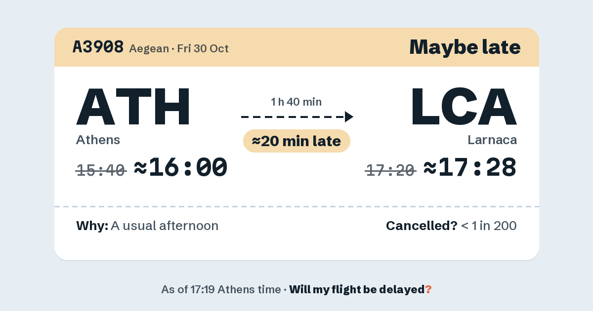 Link preview: A3908 lands about 17:28