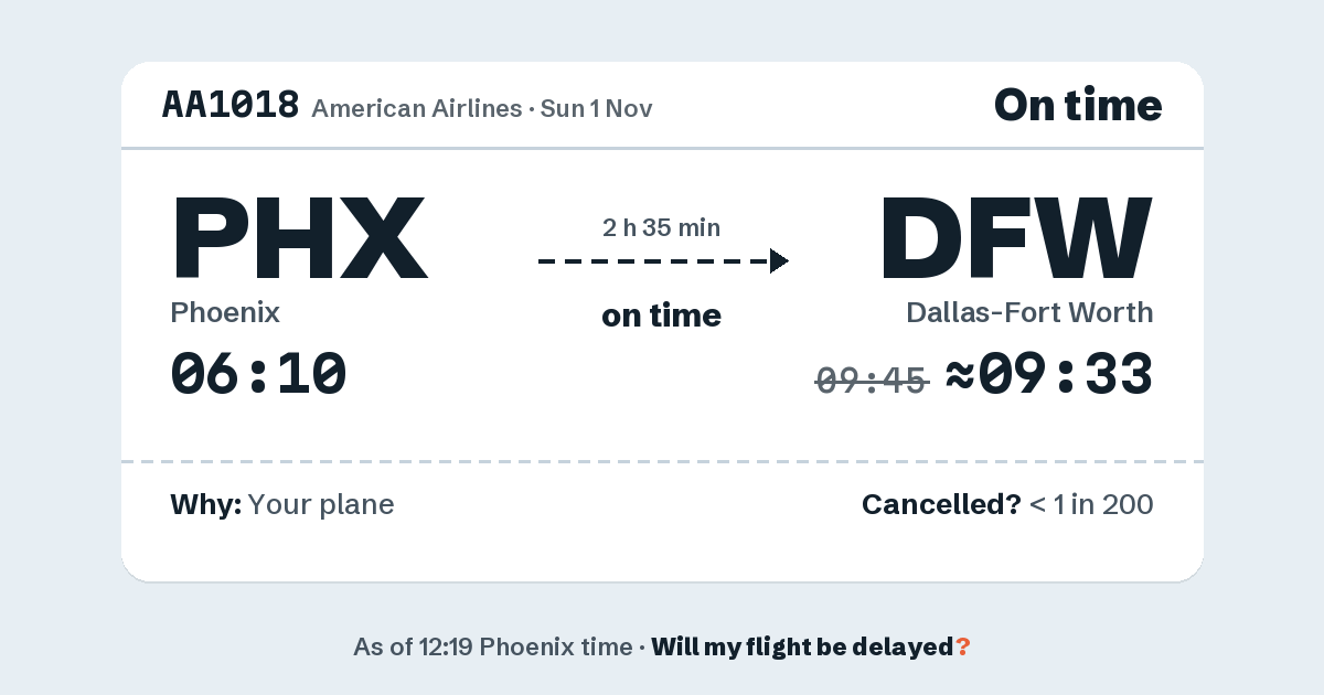 Link preview: AA1018 lands about 09:33
