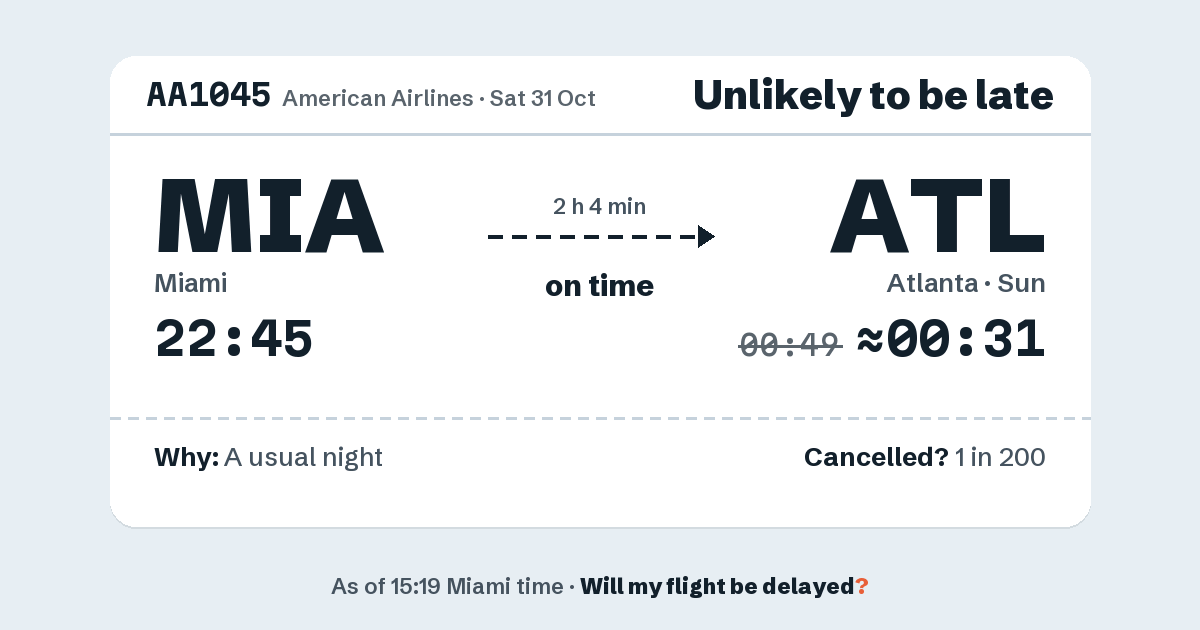 Link preview: AA1045 lands about 00:31