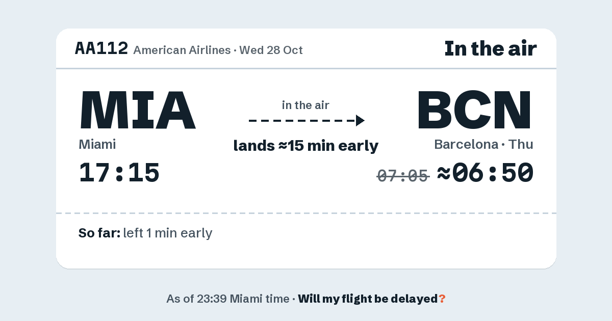 Link preview: AA112 lands about 06:50