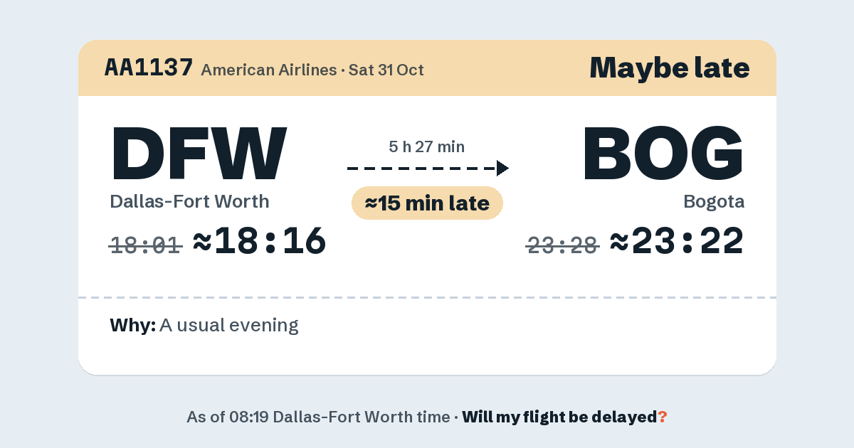 Link preview: AA1137 lands about 23:22