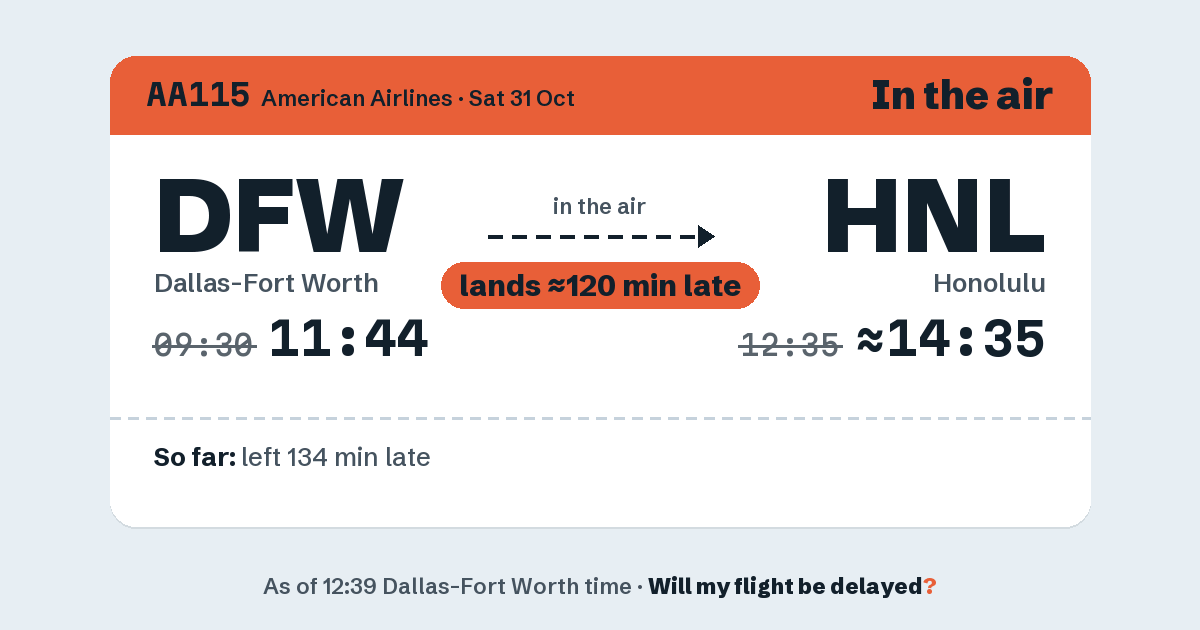 Link preview: AA115 lands about 14:36