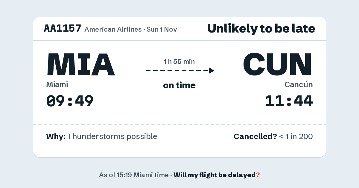 Link preview: AA1157 lands about 11:40