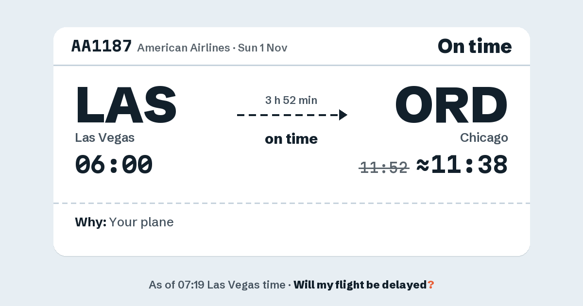 Link preview: AA1187 lands about 11:38
