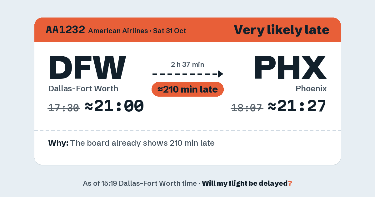Link preview: AA1232 lands about 21:25