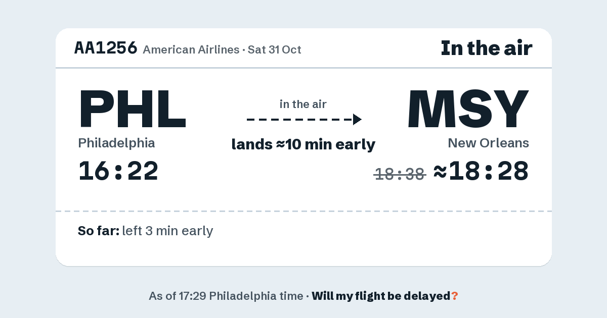 Link preview: AA1256 lands about 18:28