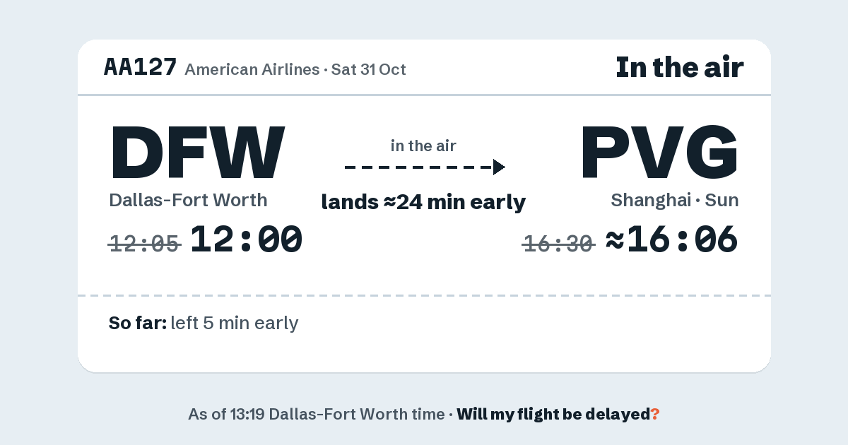 Link preview: AA127 lands about 16:06