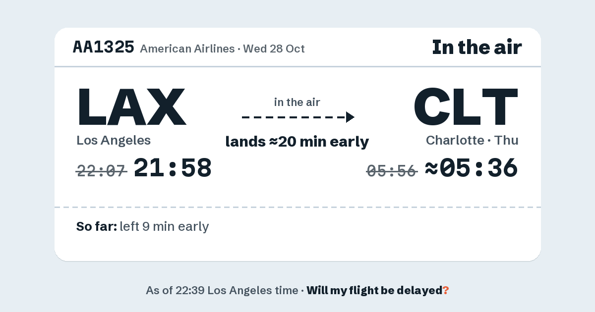Link preview: AA1325 lands about 05:36
