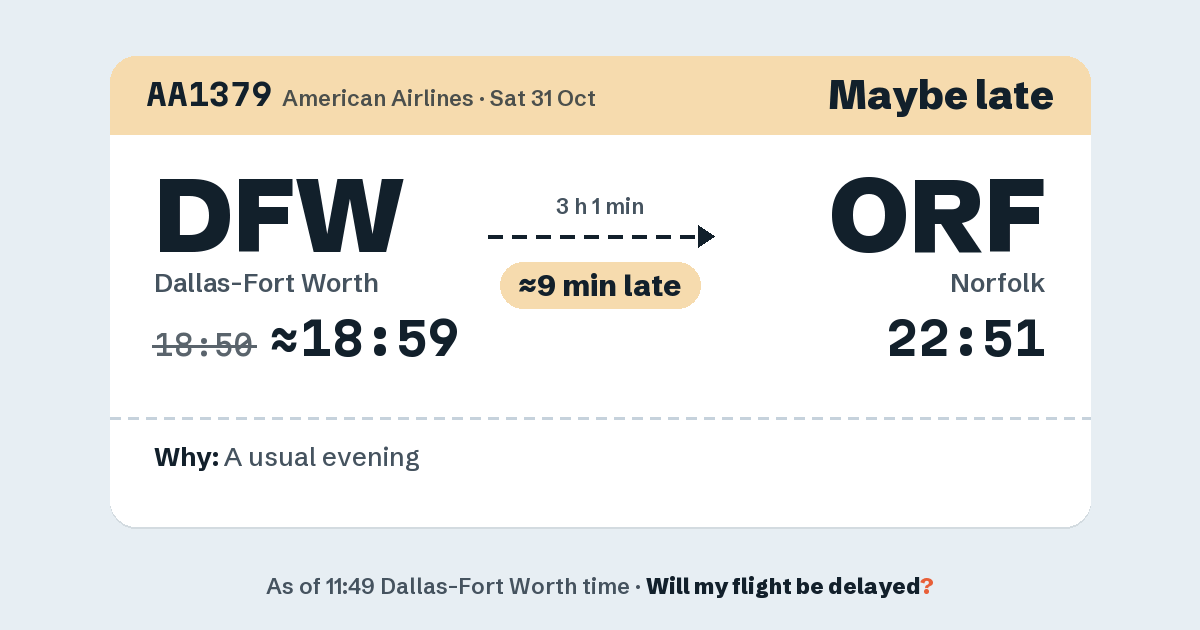 Link preview: AA1379 lands about 22:50