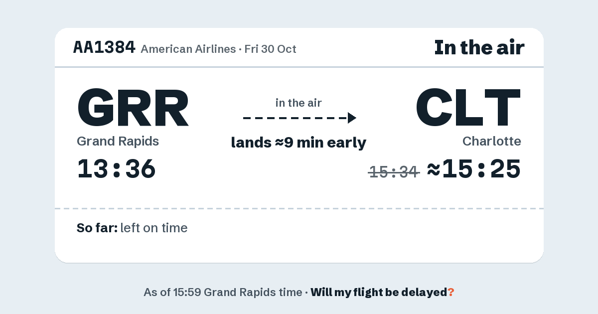 Link preview: AA1384 lands about 15:25