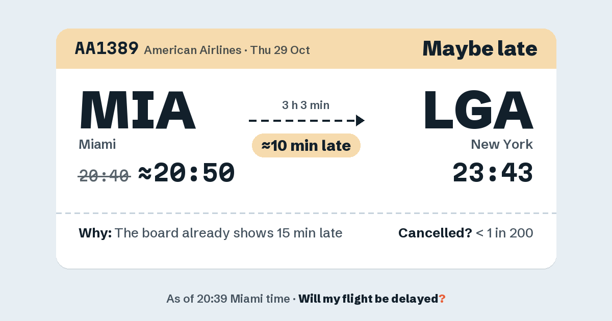 Link preview: AA1389 lands about 23:42
