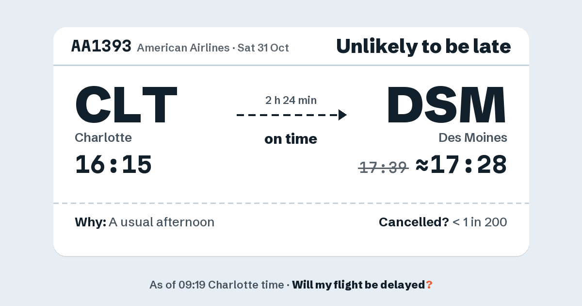 Link preview: AA1393 lands about 17:28