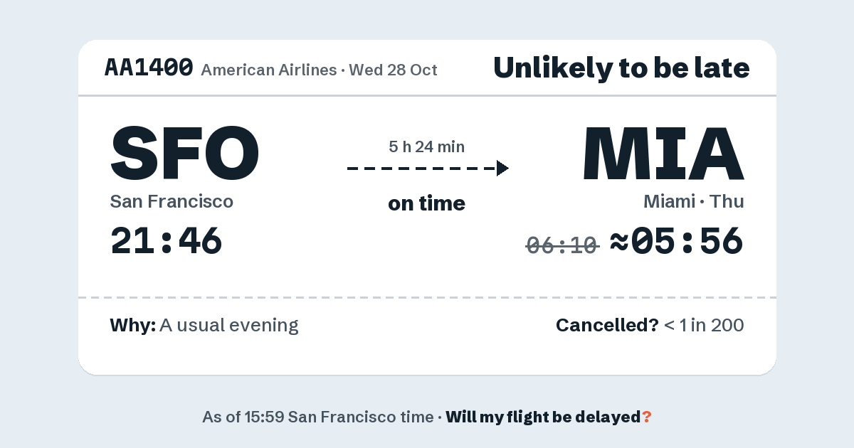 Link preview: AA1400 lands about 05:56