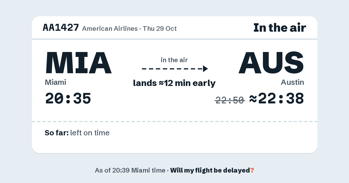 Link preview: AA1427 lands about 22:38