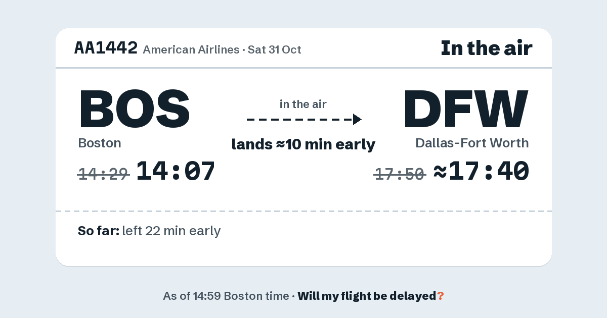 Link preview: AA1442 lands about 17:40