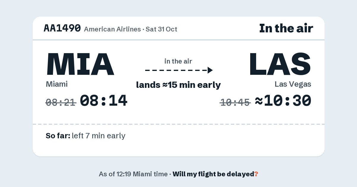 Link preview: AA1490 lands about 10:30