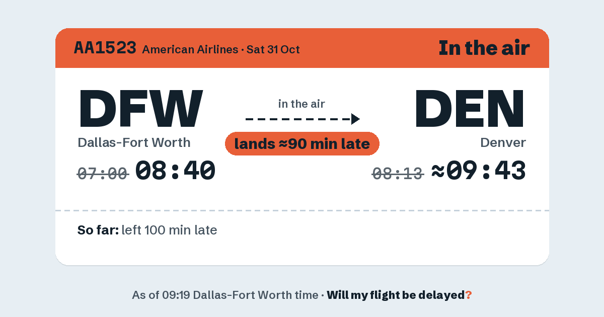 Link preview: AA1523 lands about 09:43