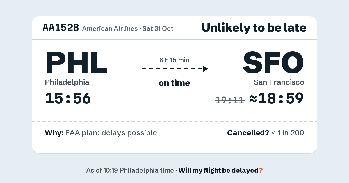 Link preview: AA1528 lands about 18:59