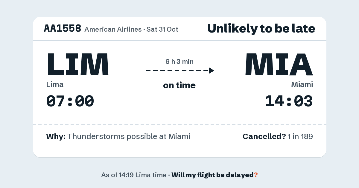 Link preview: AA1558 lands about 14:01