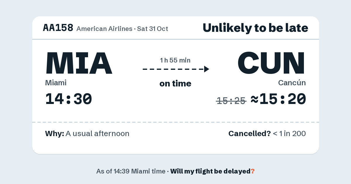 Link preview: AA158 lands about 15:20